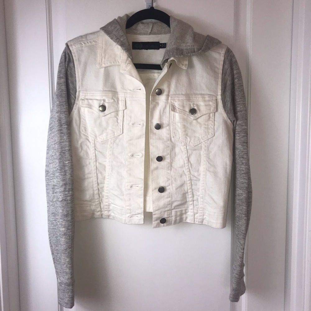 JET-sweatshirt sleeve hoodie/denim jacket